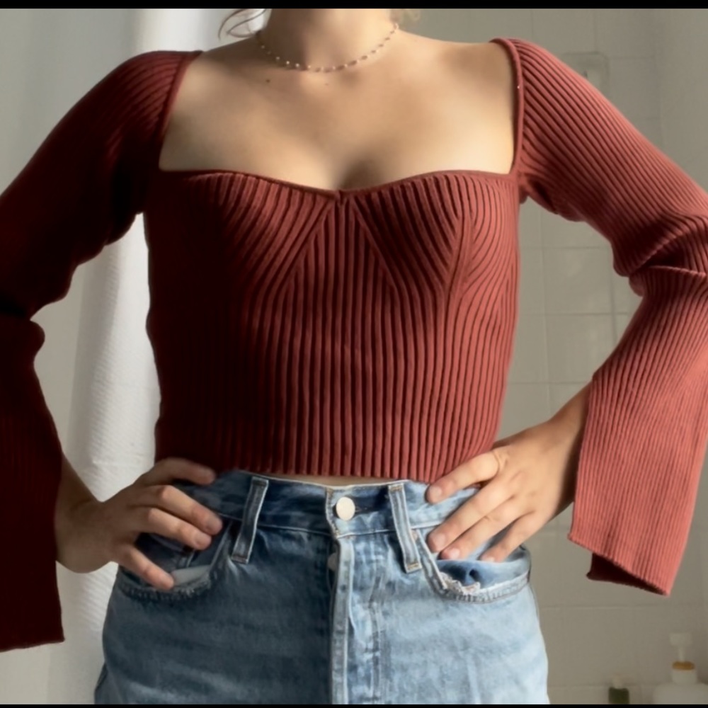 Maroon Square Neck Sweater
